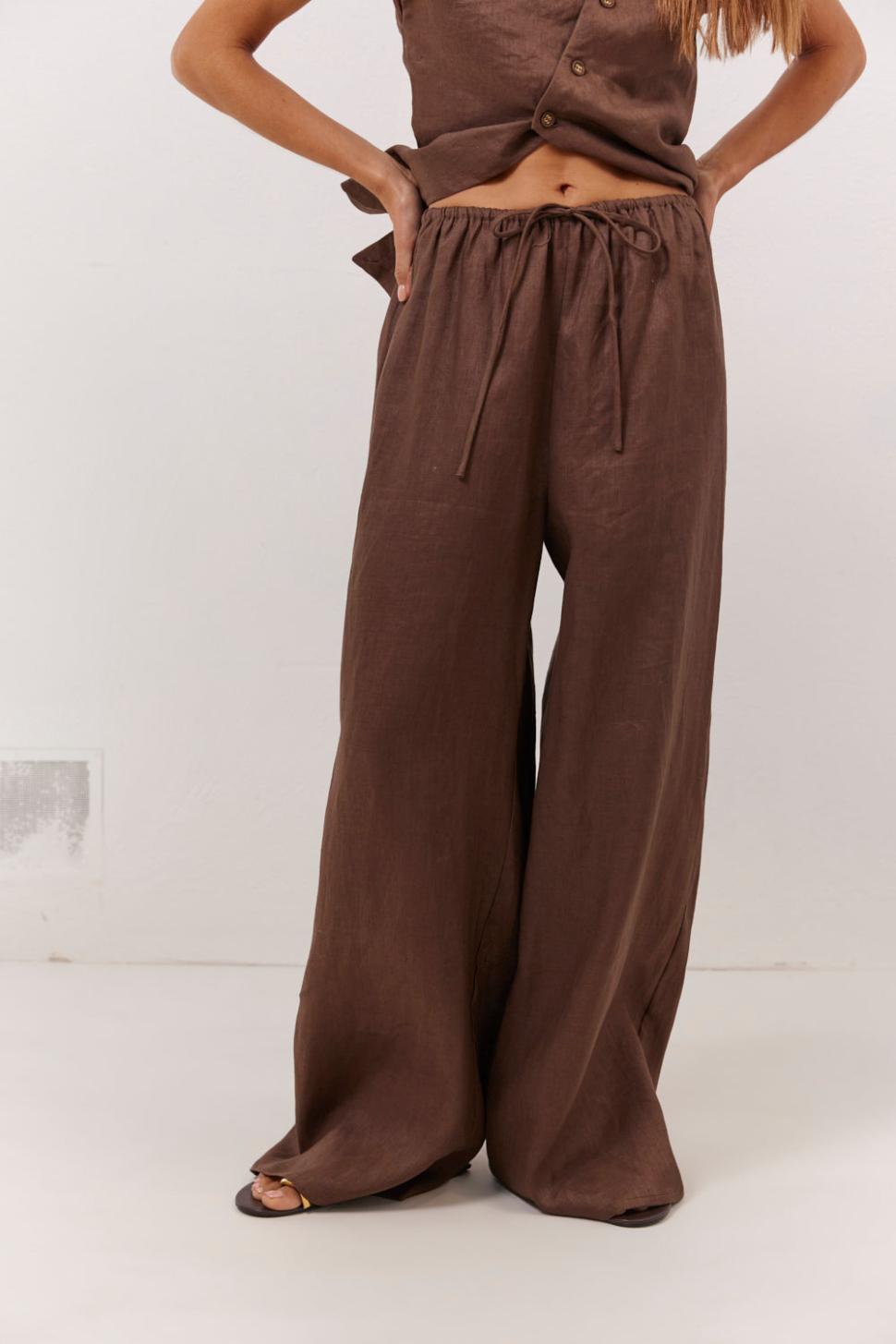 VRG GRL Pants | Women Raya Linen Pants Chocolate