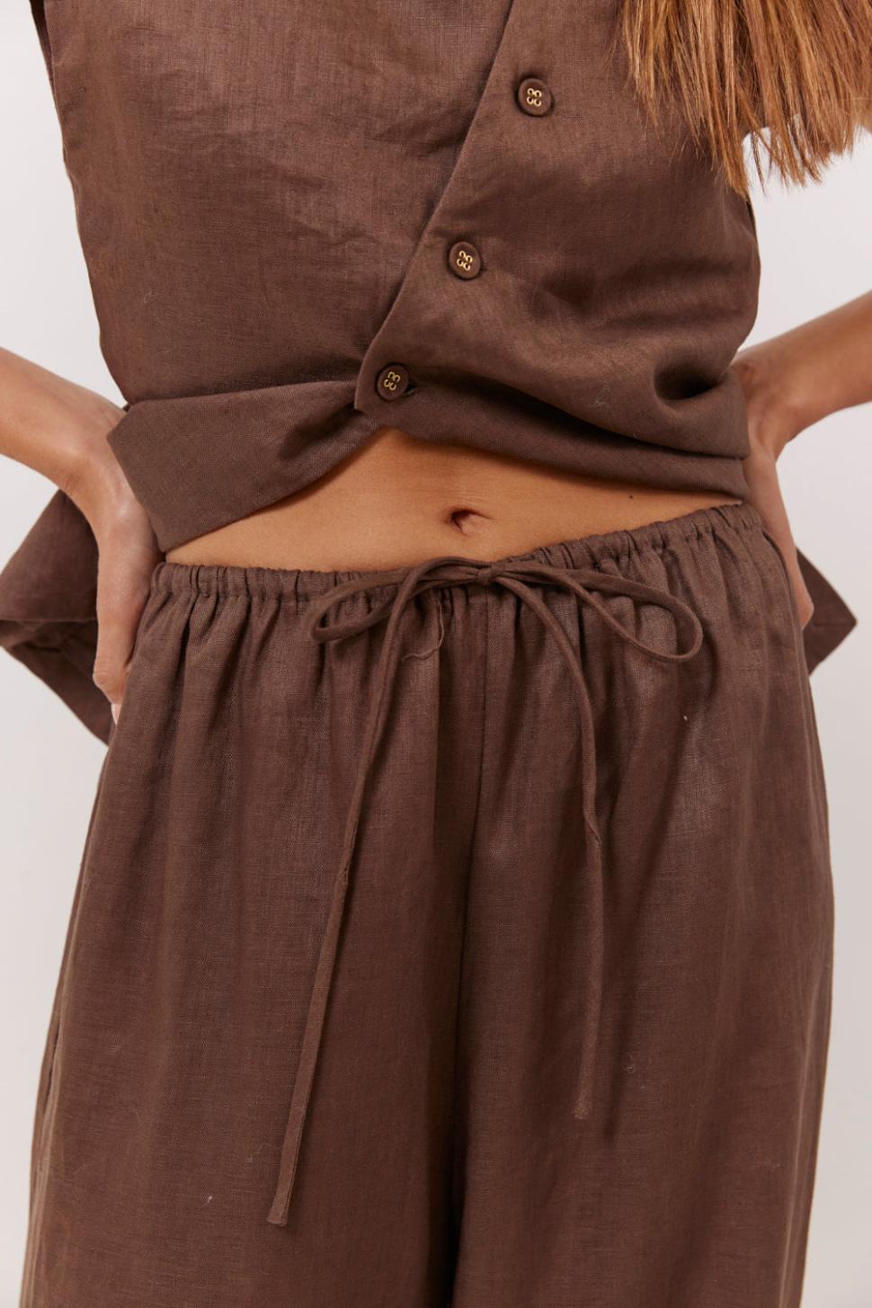 VRG GRL Pants | Women Raya Linen Pants Chocolate
