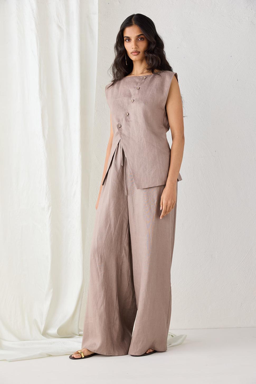 VRG GRL Pants | Women Raya Linen Pants Mushroom