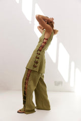 VRG GRL Pants | Women Tia Linen Pants Olive