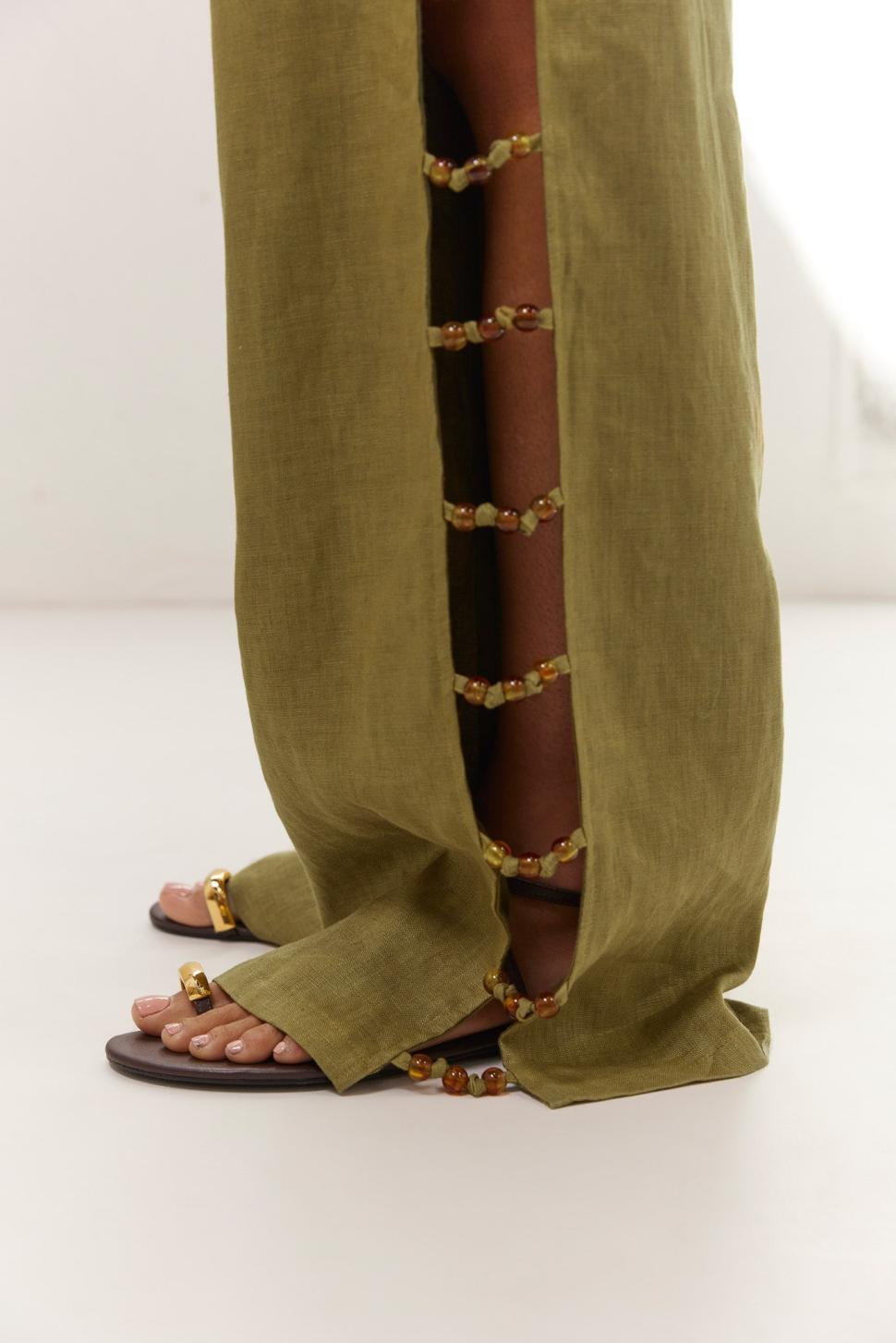 VRG GRL Pants | Women Tia Linen Pants Olive