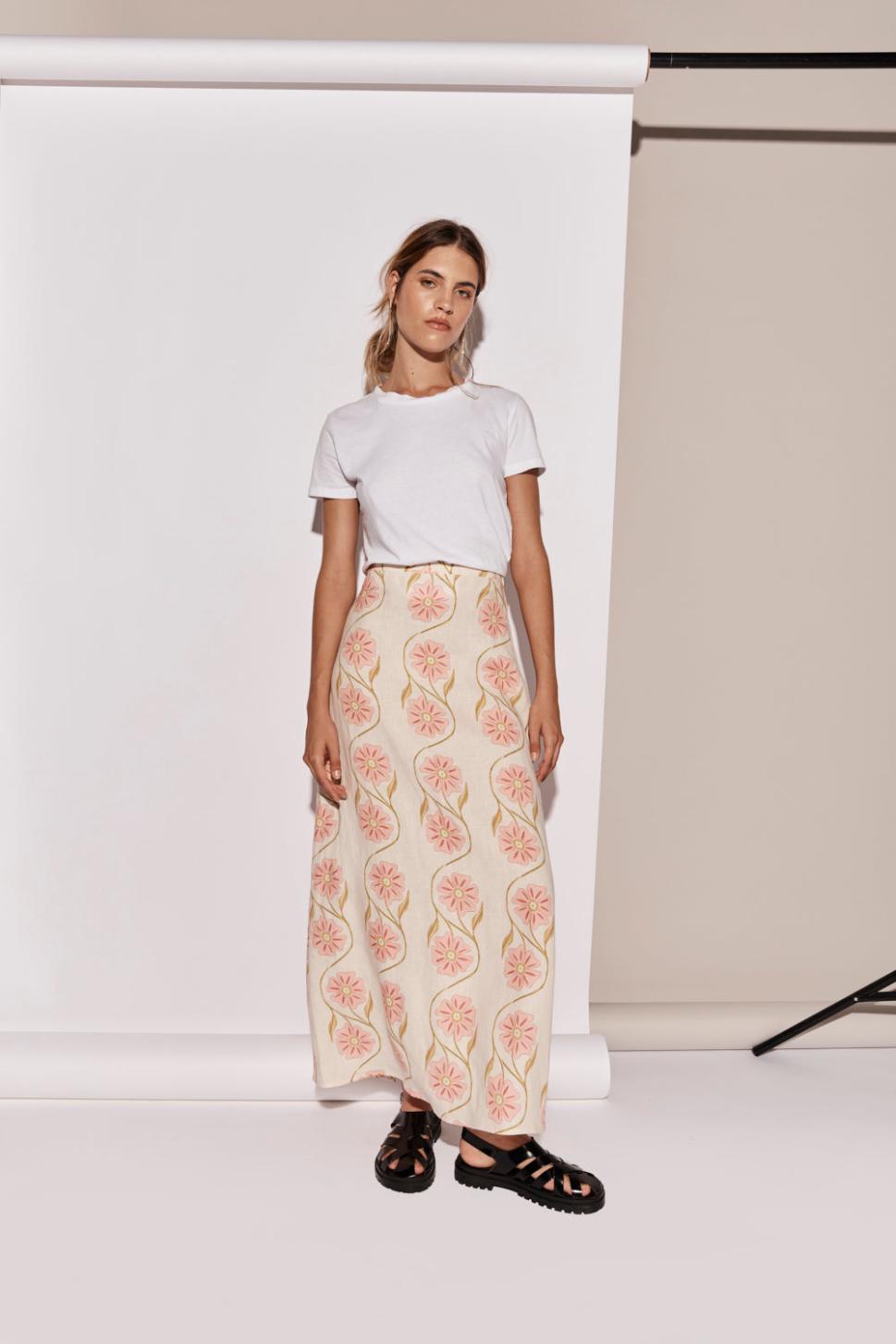 VRG GRL Sets | Women Ari Linen Maxi Skirt Bloom