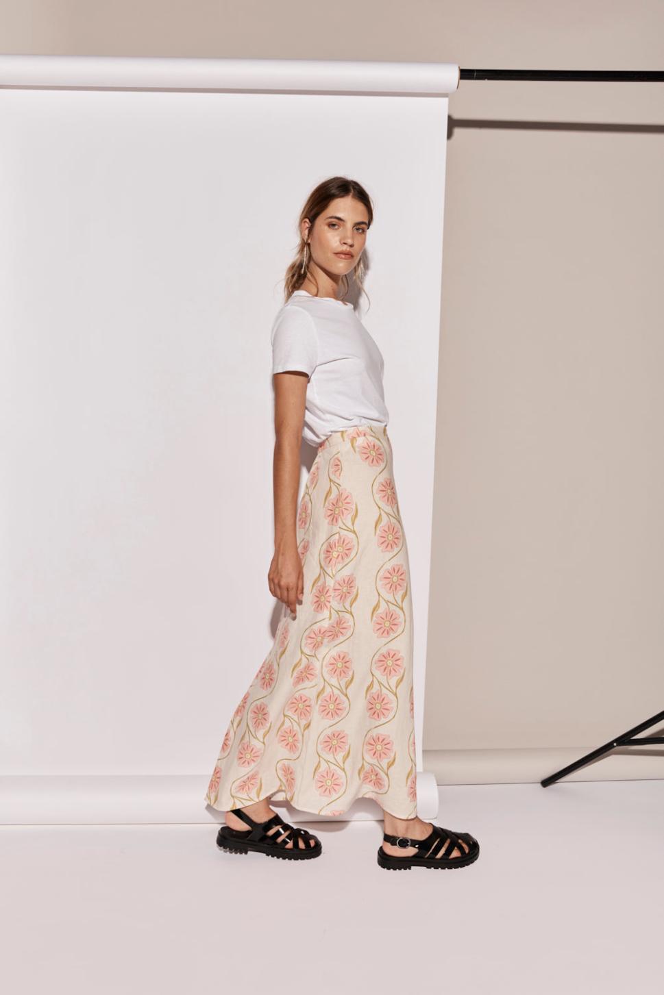 VRG GRL Sets | Women Ari Linen Maxi Skirt Bloom