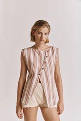 VRG GRL Sets | Women Aria Vest Pink Stripe