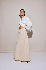VRG GRL Sets | Women Elodie Linen Maxi Skirt Oatmeal