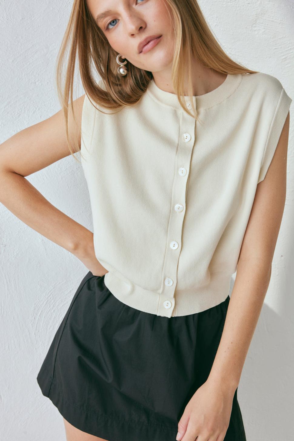 VRG GRL Sets | Women Evie Knit Vest Cream