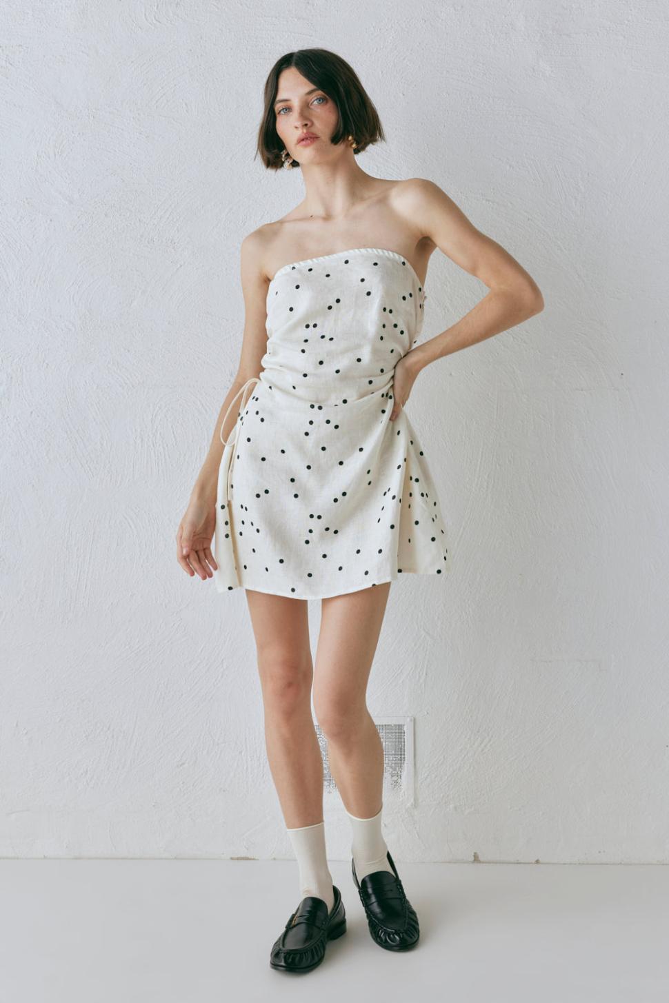 VRG GRL Sets | Women Gaia Linen Mini Dress Dot