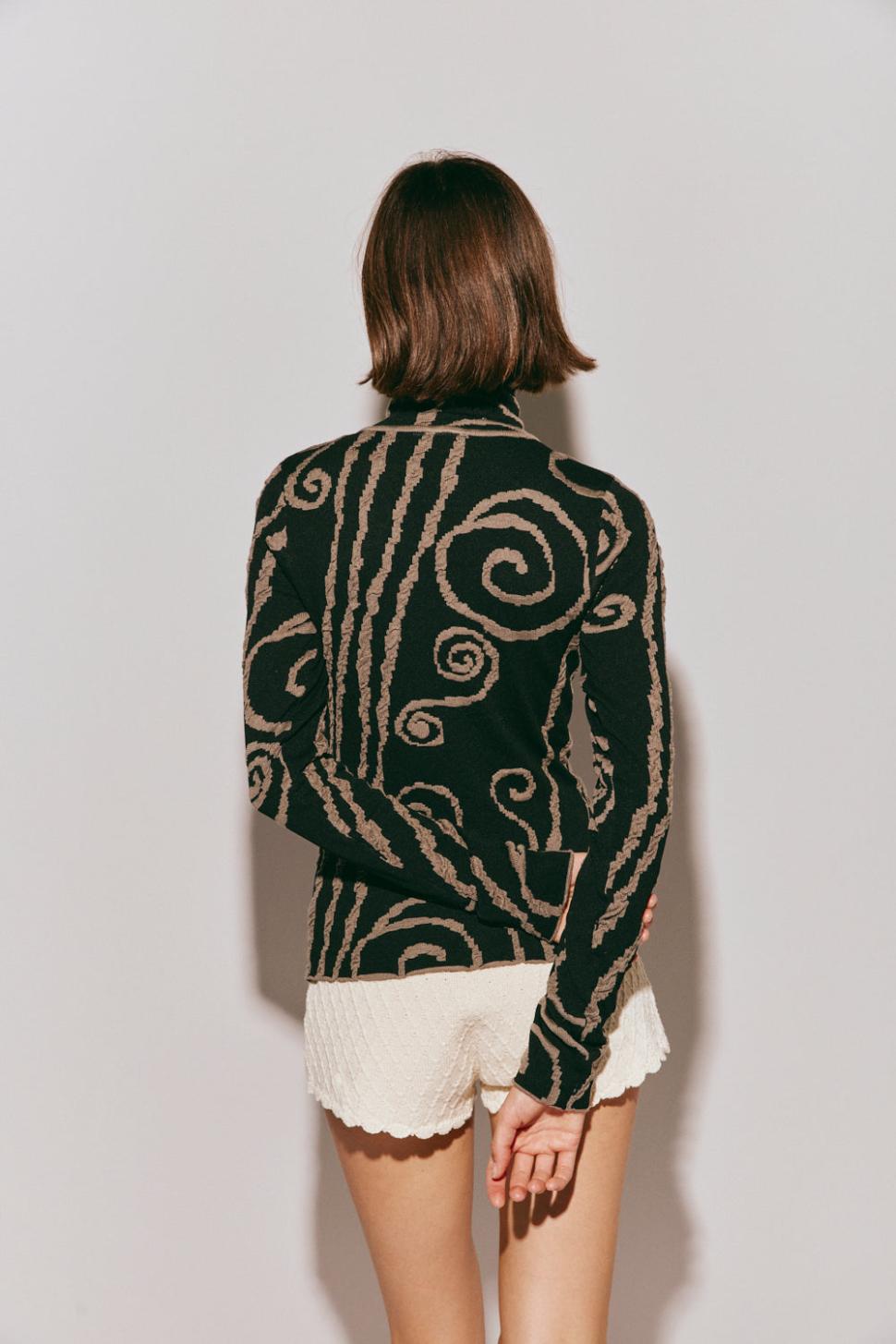 VRG GRL Sets | Women Ivy Muse Knit Skivvy Black Swirl