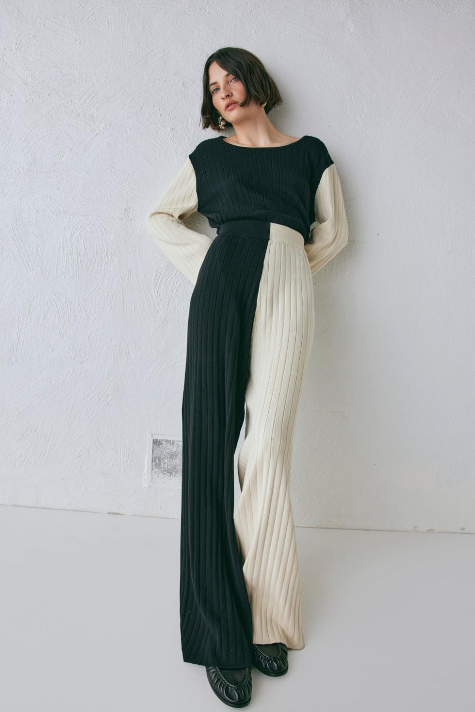 VRG GRL Sets | Women Jac Knit Pants Splice