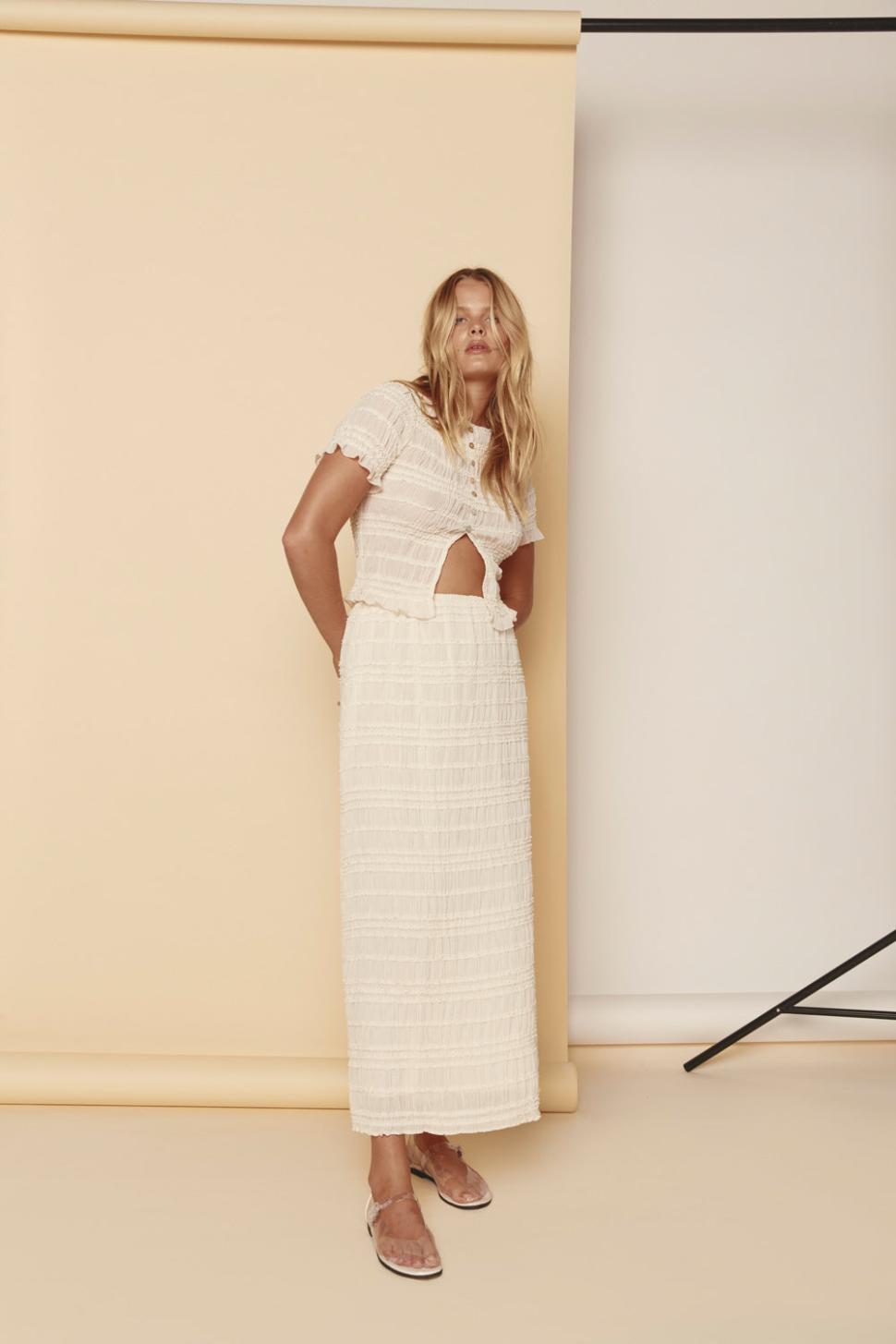 VRG GRL Sets | Women Mia Midi Skirt Cream