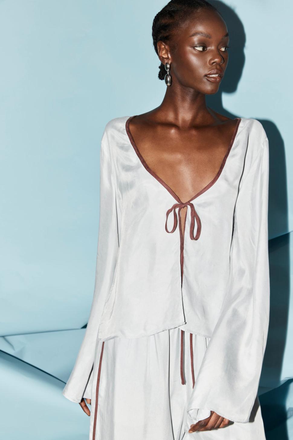 VRG GRL Sets | Women Moonscapes Top Powder Blue