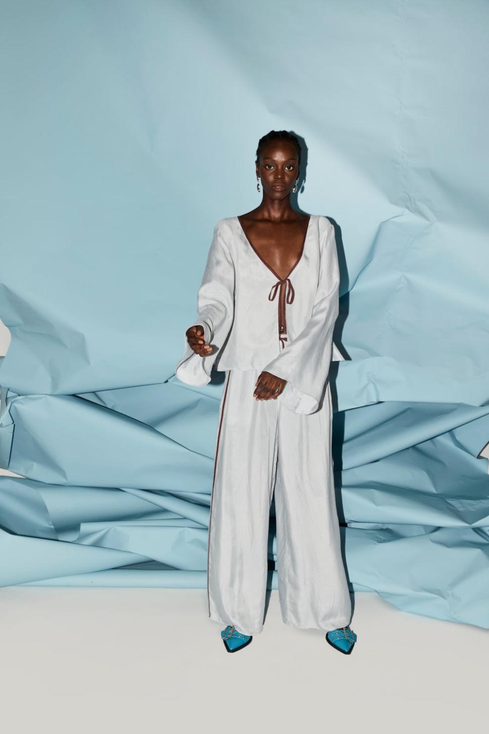 VRG GRL Sets | Women Moonscapes Top Powder Blue