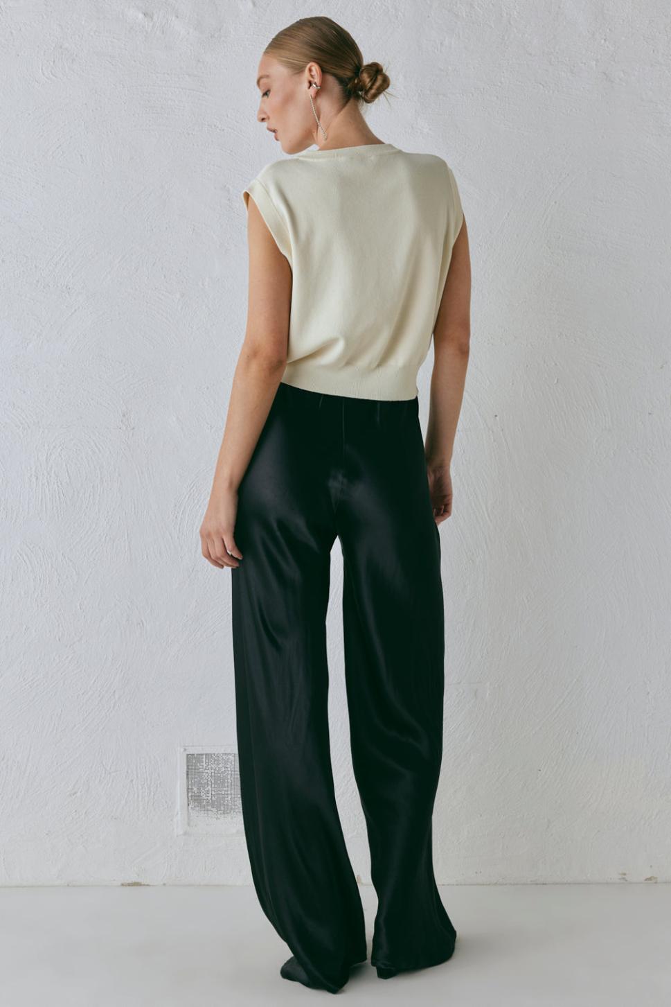 VRG GRL Sets | Women Rae Satin Pants Black