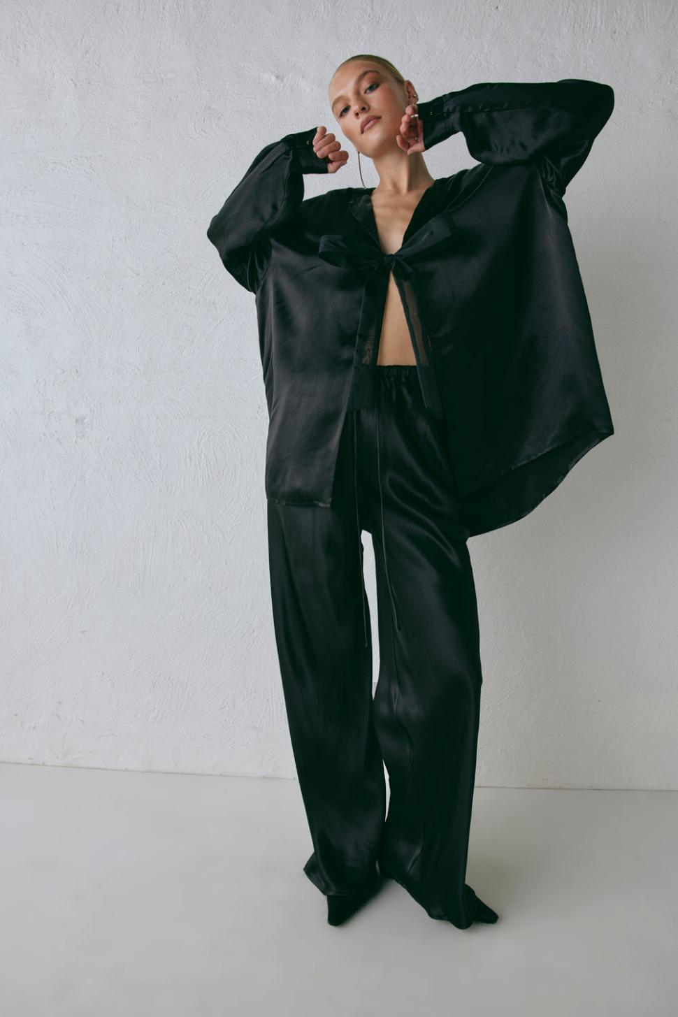 VRG GRL Sets | Women Rae Satin Top Black