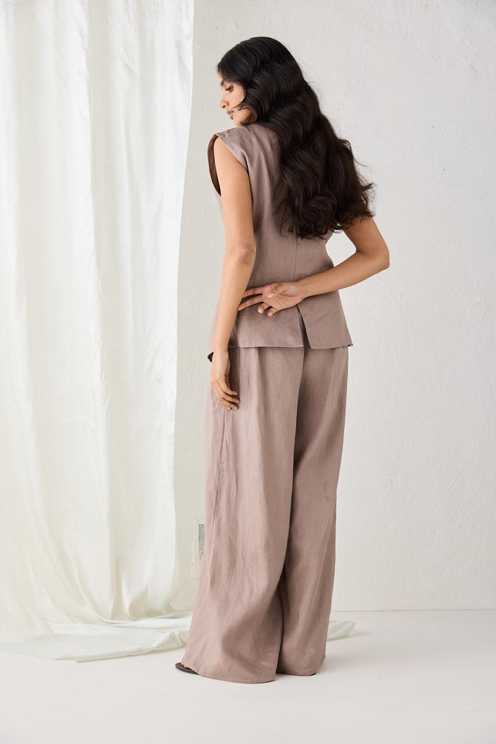 VRG GRL Sets | Women Raya Linen Pants Mushroom