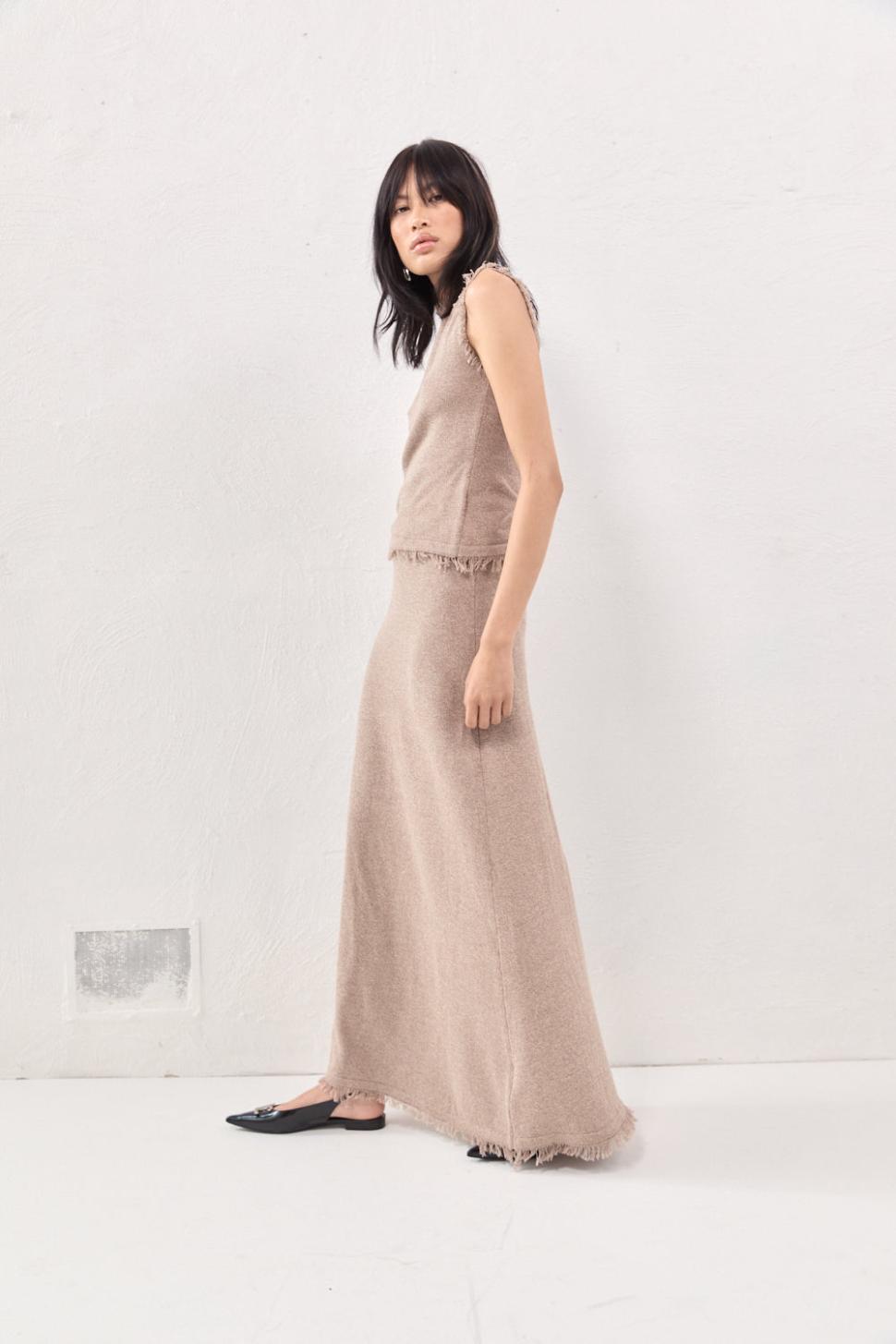 VRG GRL Sets | Women Rowe Knit Maxi Skirt Mocha