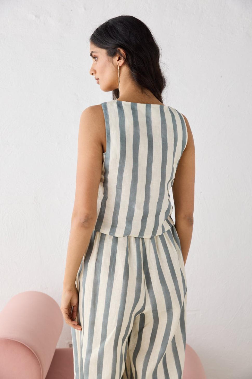 VRG GRL Sets | Women Sadie Linen Top Tide