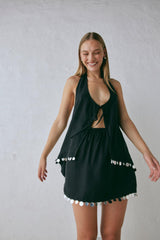 VRG GRL Sets | Women Spritz Mini Skirt Black