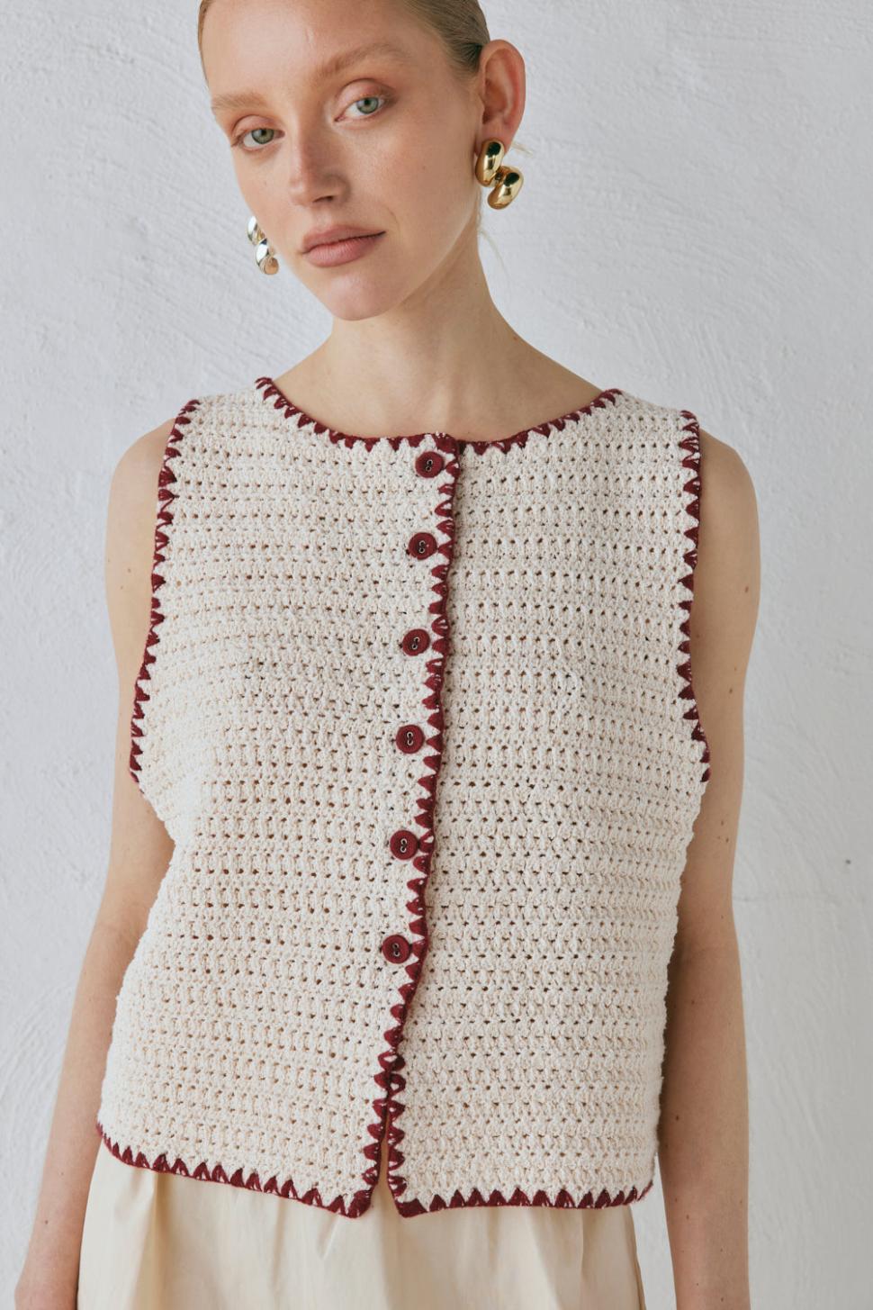 VRG GRL Sets | Women Stella Knit Vest Cream