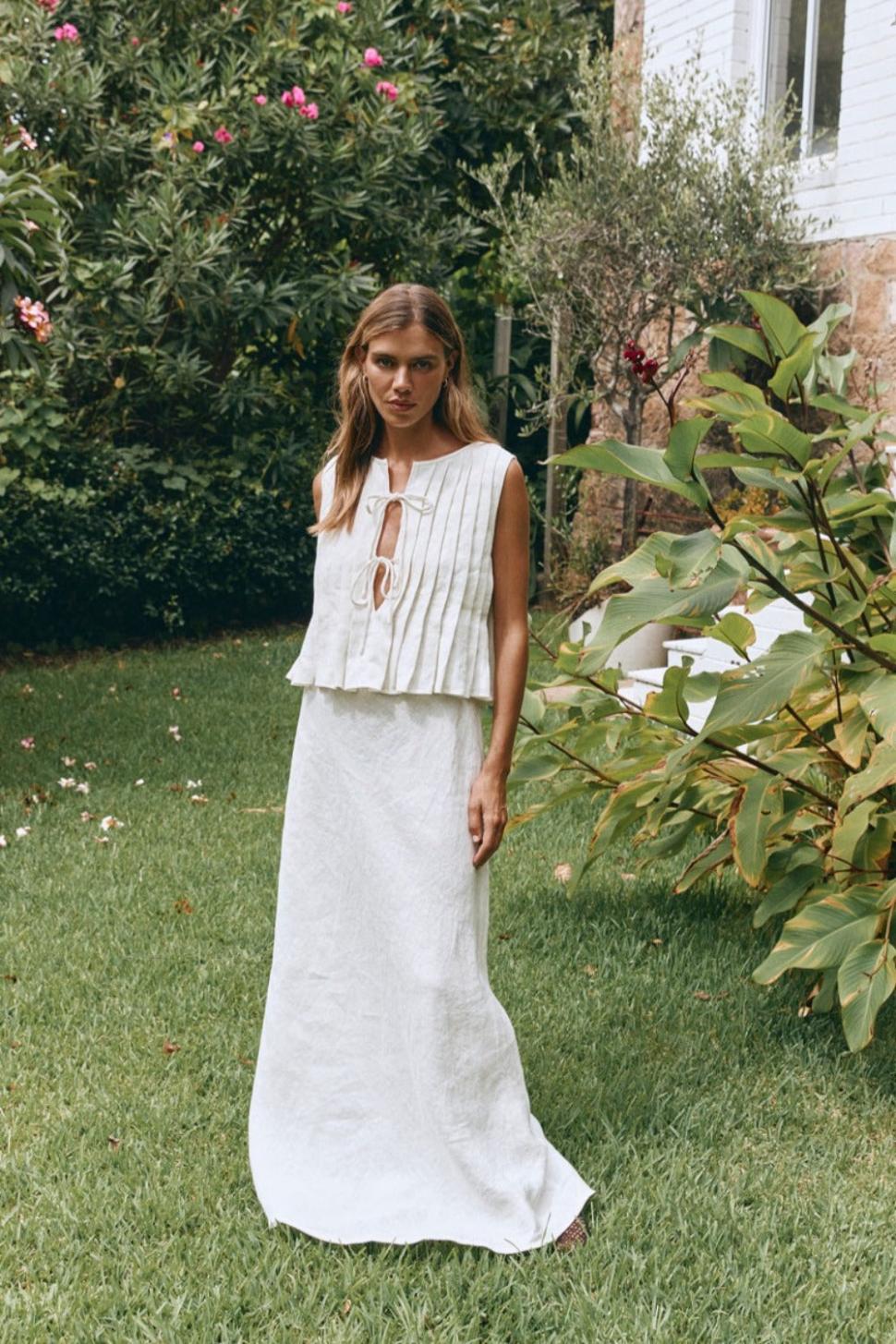 VRG GRL Sets | Women Valeria Linen Top White