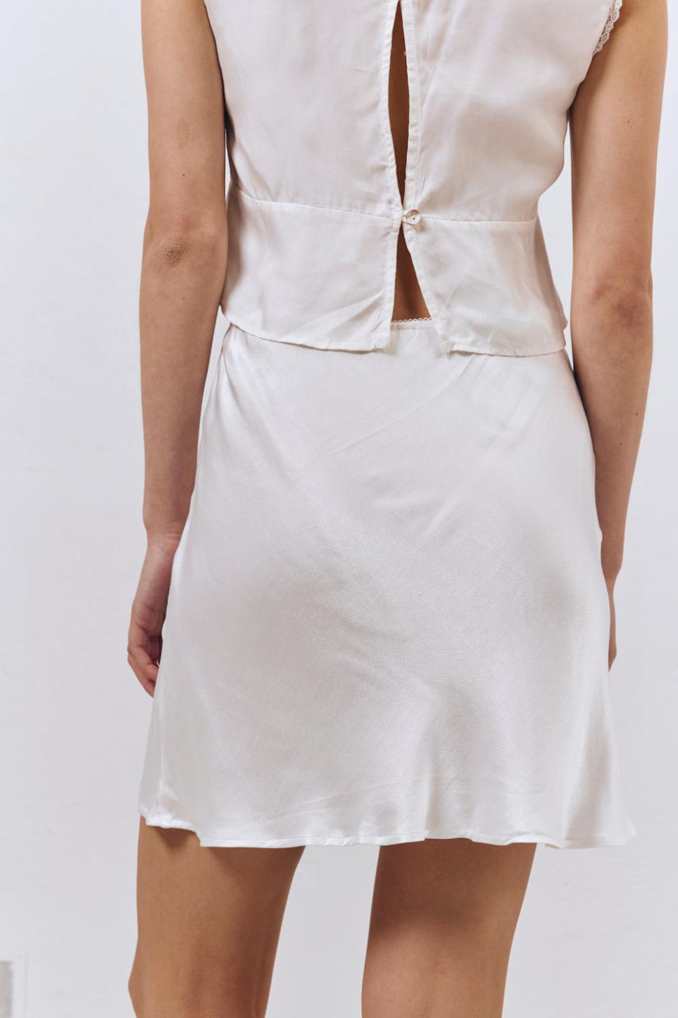 VRG GRL Sets | Women Vintage Lover Bias Cut Mini Skirt White