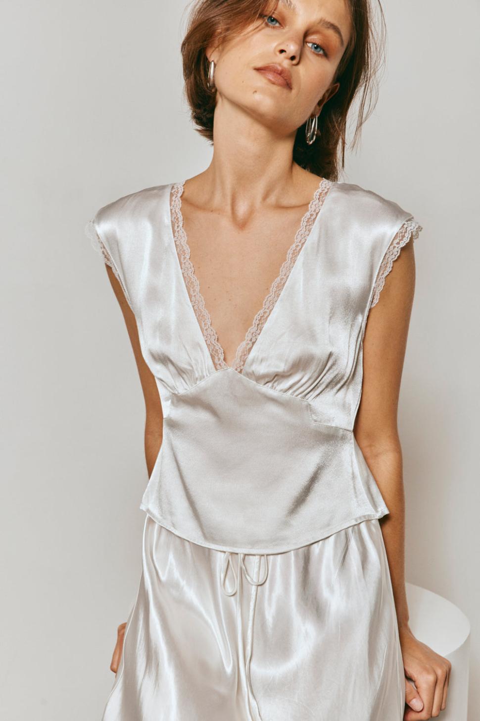 VRG GRL Sets | Women Vintage Lover Tie Back Top White