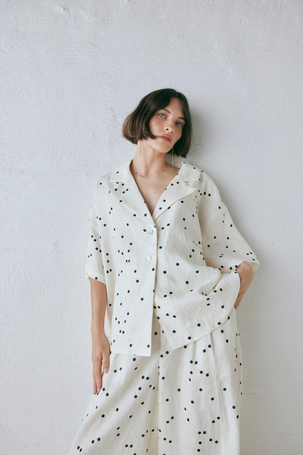 VRG GRL Shirts | Women Anke Linen Shirt Dot