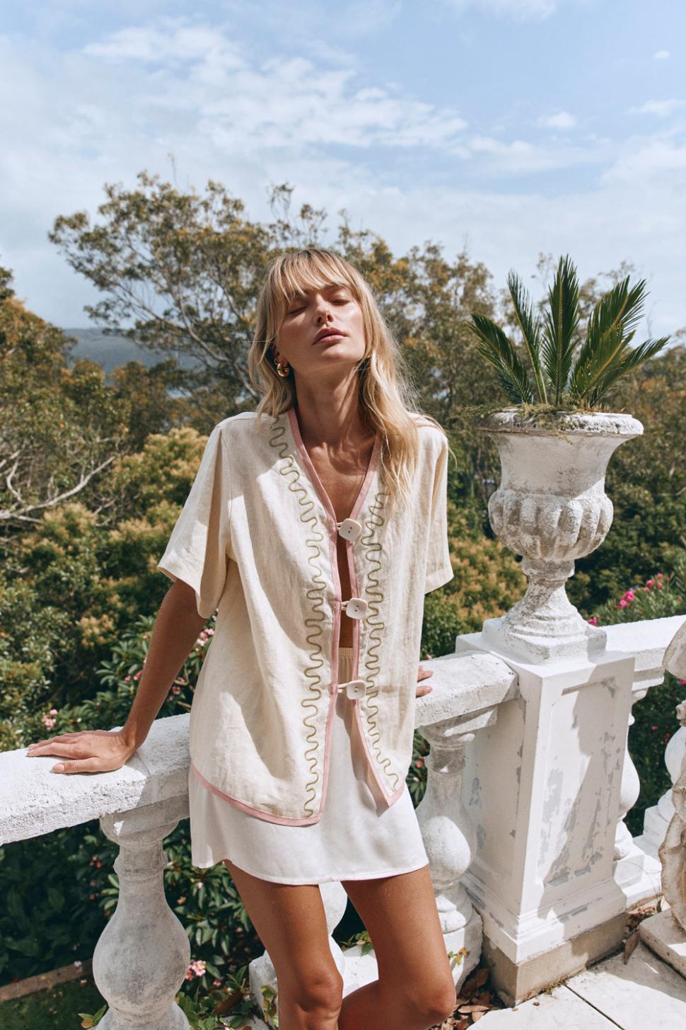 VRG GRL Shirts | Women Cultivate Linen Shirt Swirl