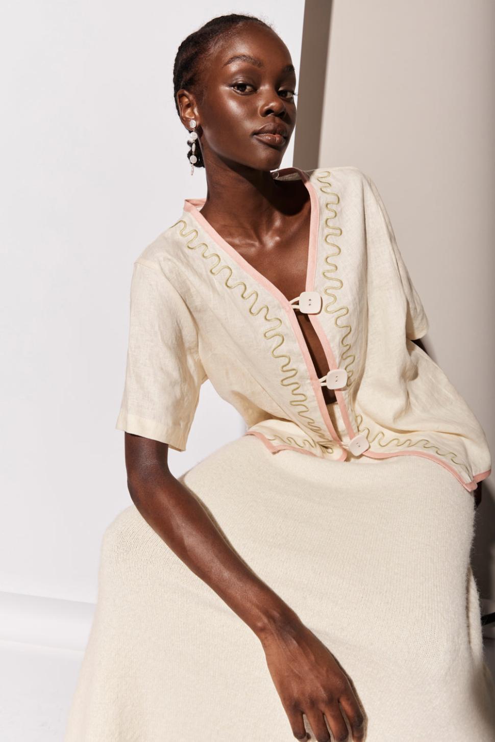 VRG GRL Shirts | Women Cultivate Linen Shirt Swirl