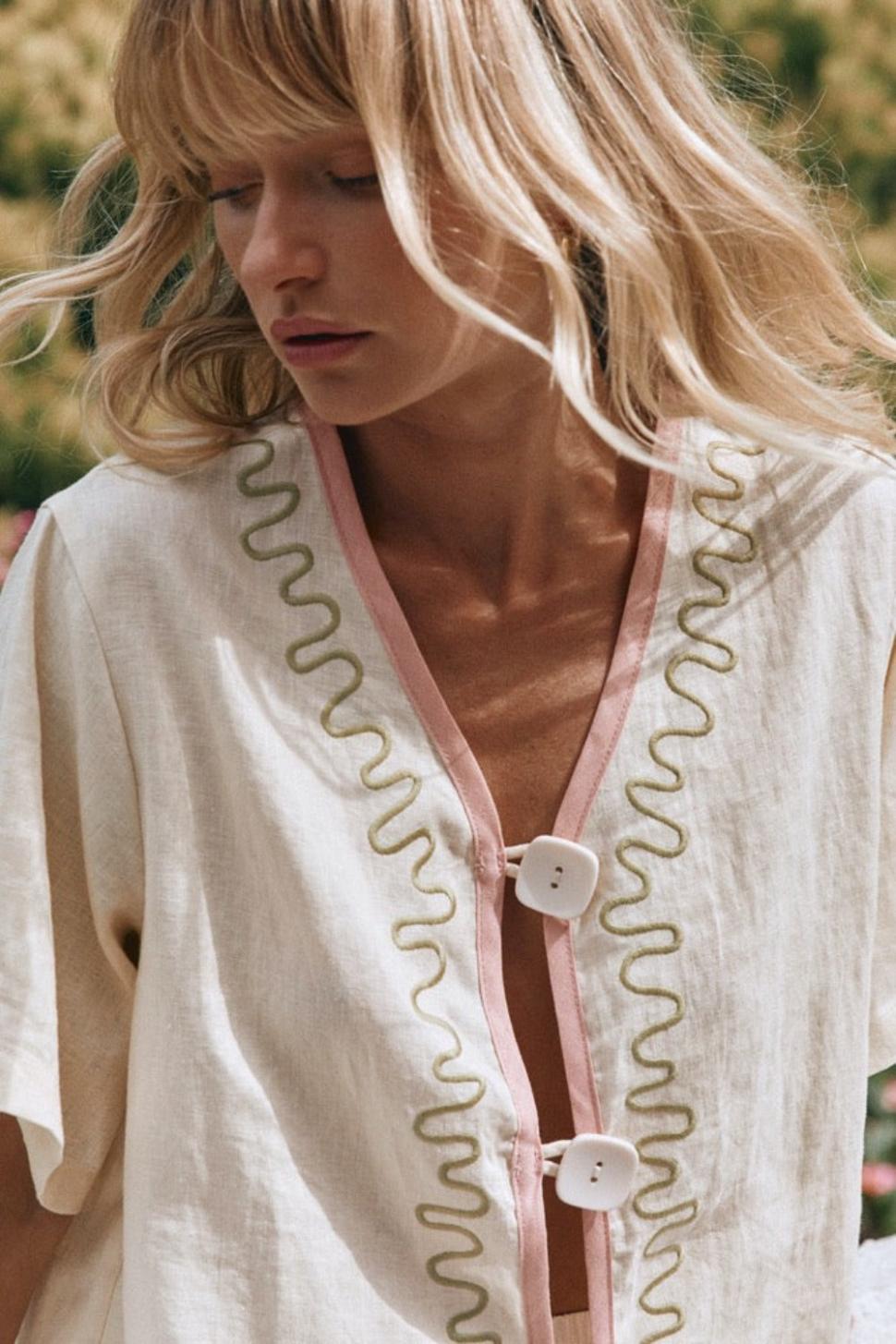 VRG GRL Shirts | Women Cultivate Linen Shirt Swirl