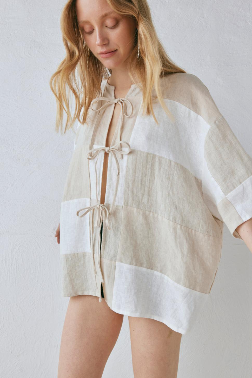 VRG GRL Shirts | Women Naomi Linen Smock Top Natural