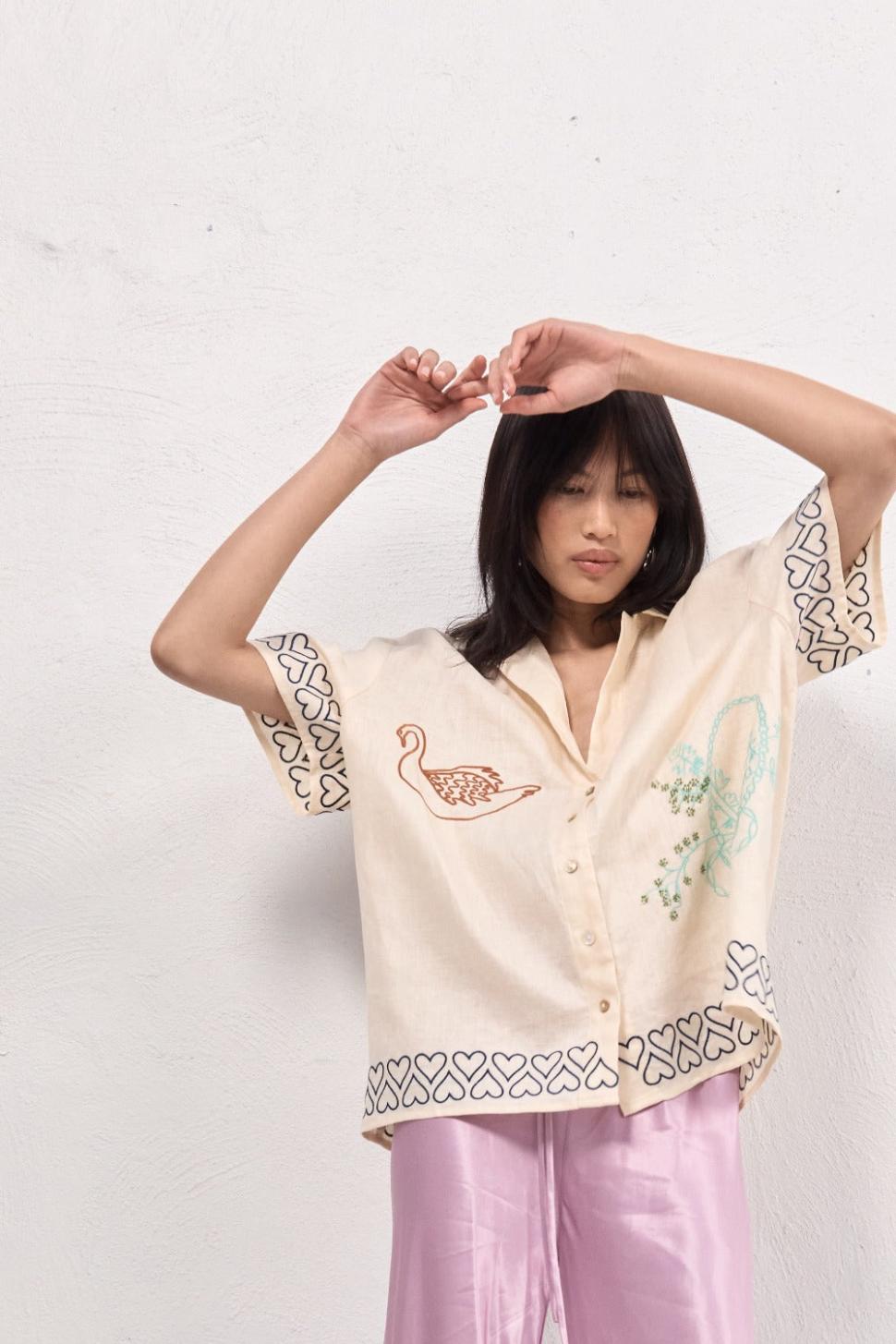 VRG GRL Shirts | Women Natalia Linen Shirt Cream