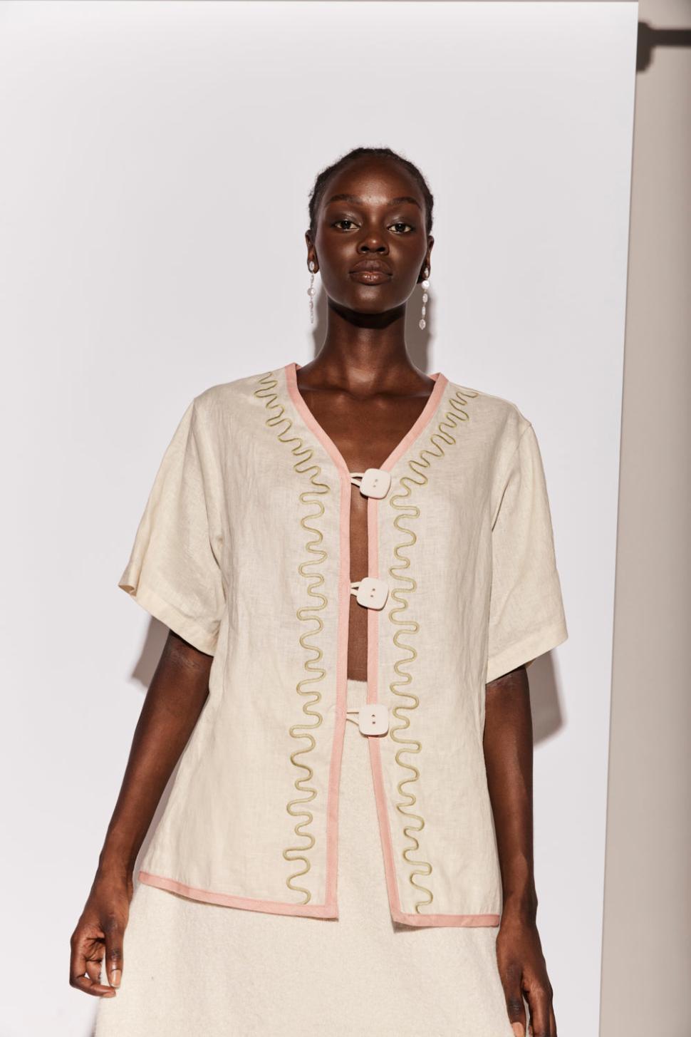 VRG GRL Short Sleeve | Women Cultivate Linen Shirt Swirl