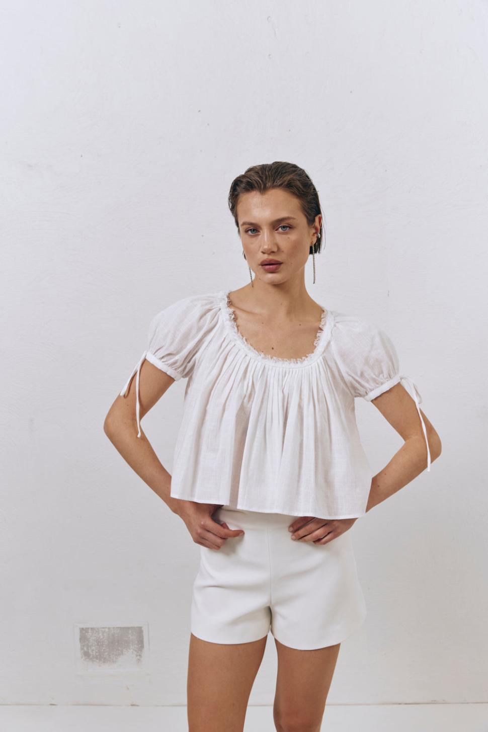 VRG GRL Short Sleeve | Women Harry Girl Smock Top White