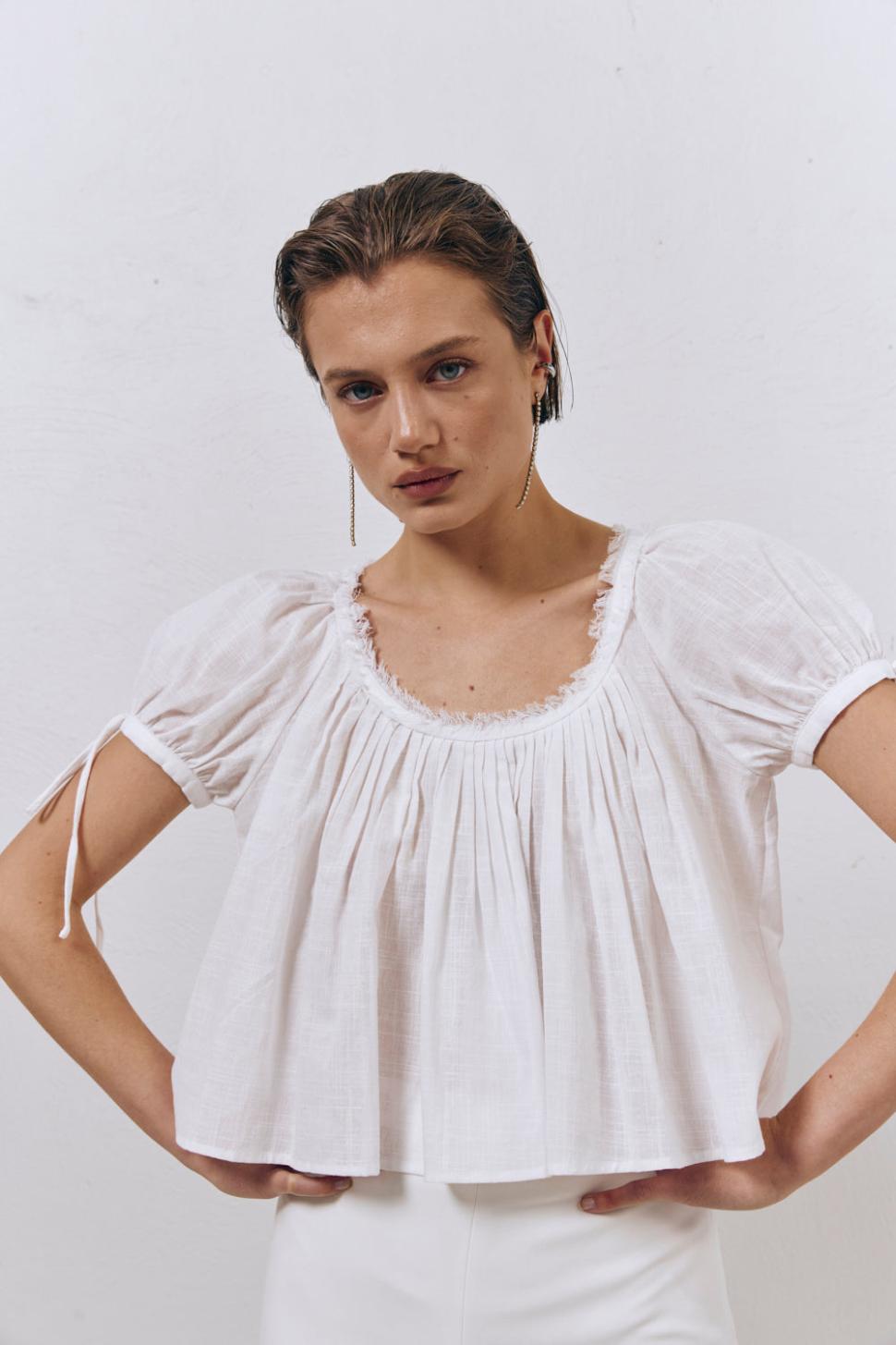 VRG GRL Short Sleeve | Women Harry Girl Smock Top White