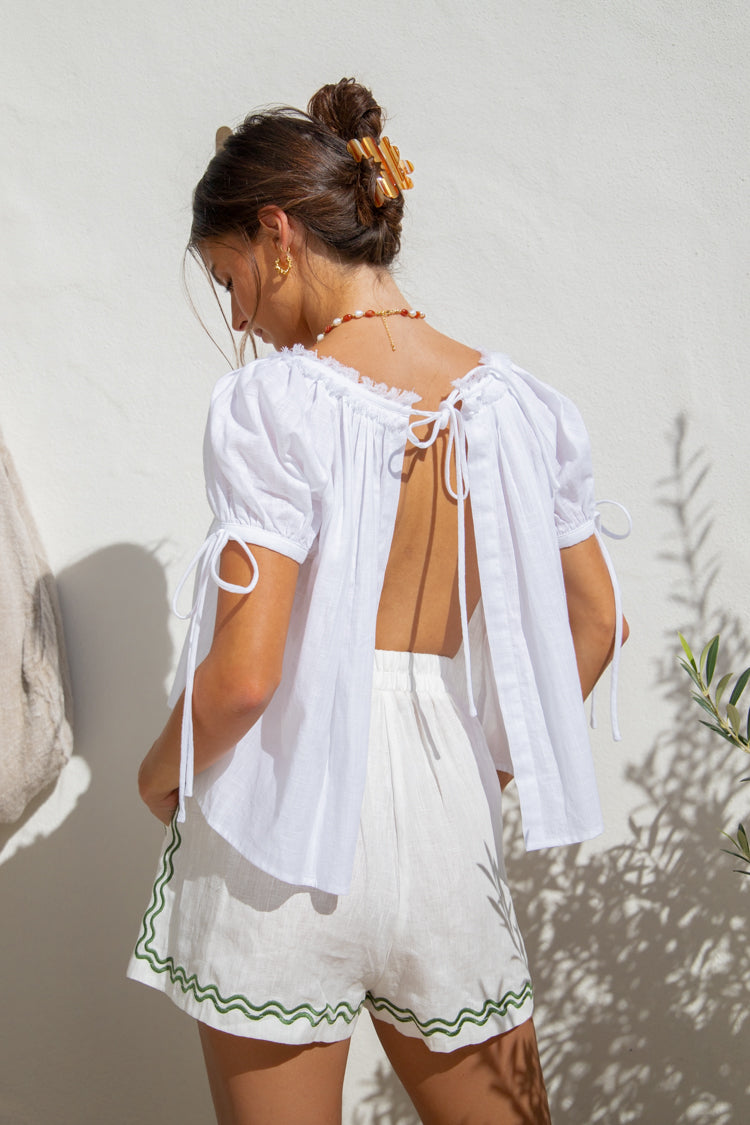 VRG GRL Short Sleeve | Women Harry Girl Smock Top White