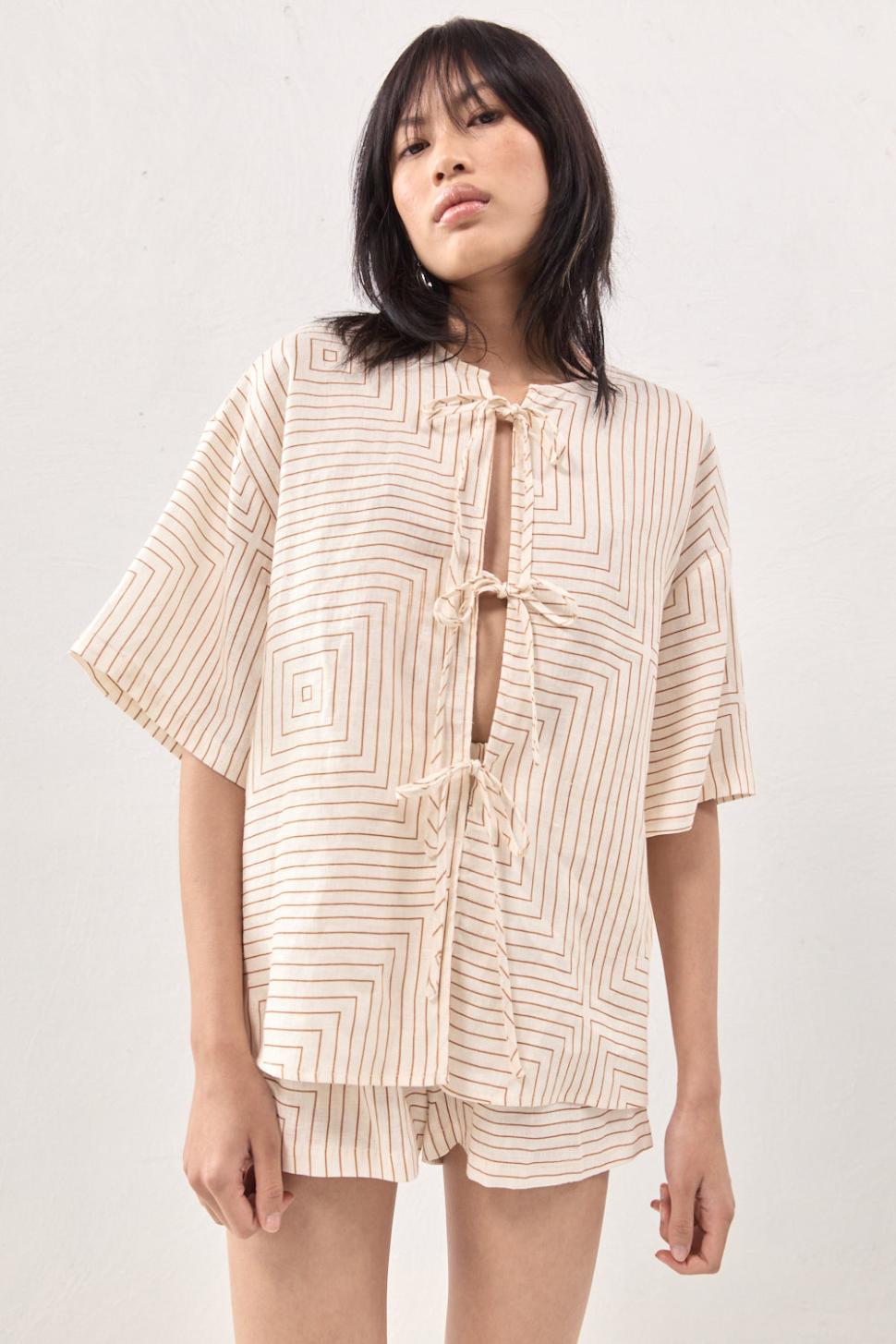 VRG GRL Short Sleeve | Women Naomi Linen Smock Top Juno