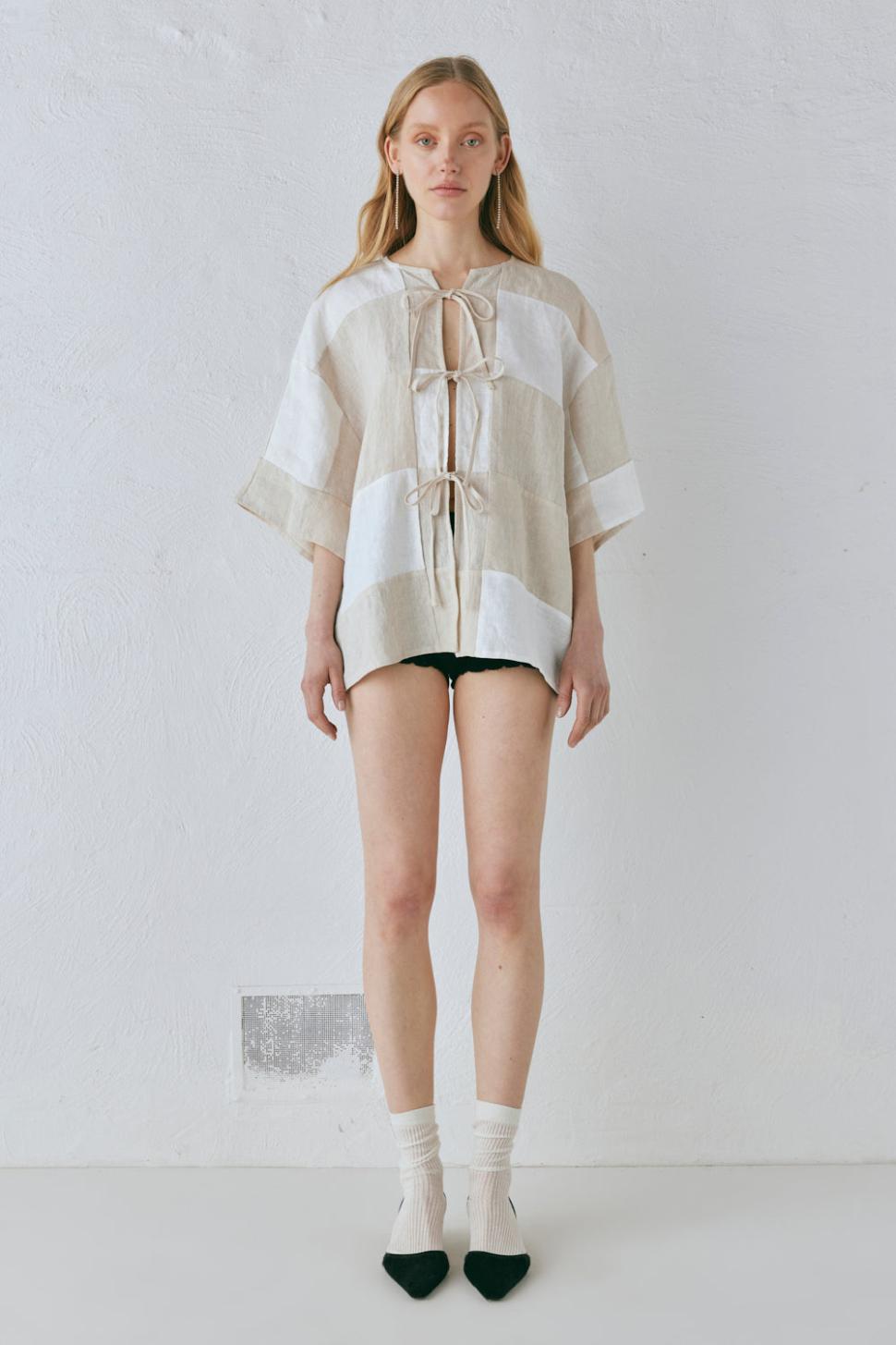 VRG GRL Short Sleeve | Women Naomi Linen Smock Top Natural