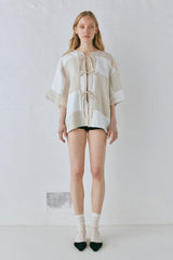 VRG GRL Short Sleeve | Women Naomi Linen Smock Top Natural