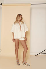 VRG GRL Short Sleeve | Women Naomi Smock Top Cream