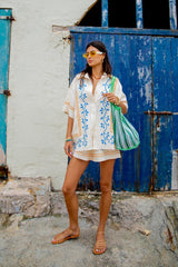 VRG GRL Short Sleeve | Women Sunsets In Capri Linen Shirt Natural