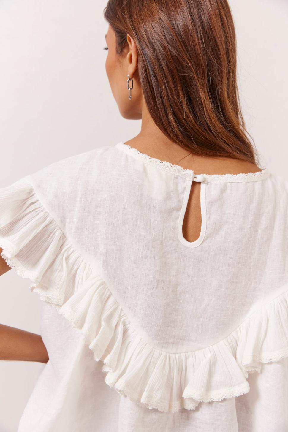 VRG GRL Short Sleeve | Women Viola Linen Tunic White