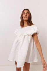 VRG GRL Short Sleeve | Women Viola Linen Tunic White