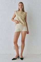 VRG GRL Shorts | Women Inner Glow Knit Shorts Cream
