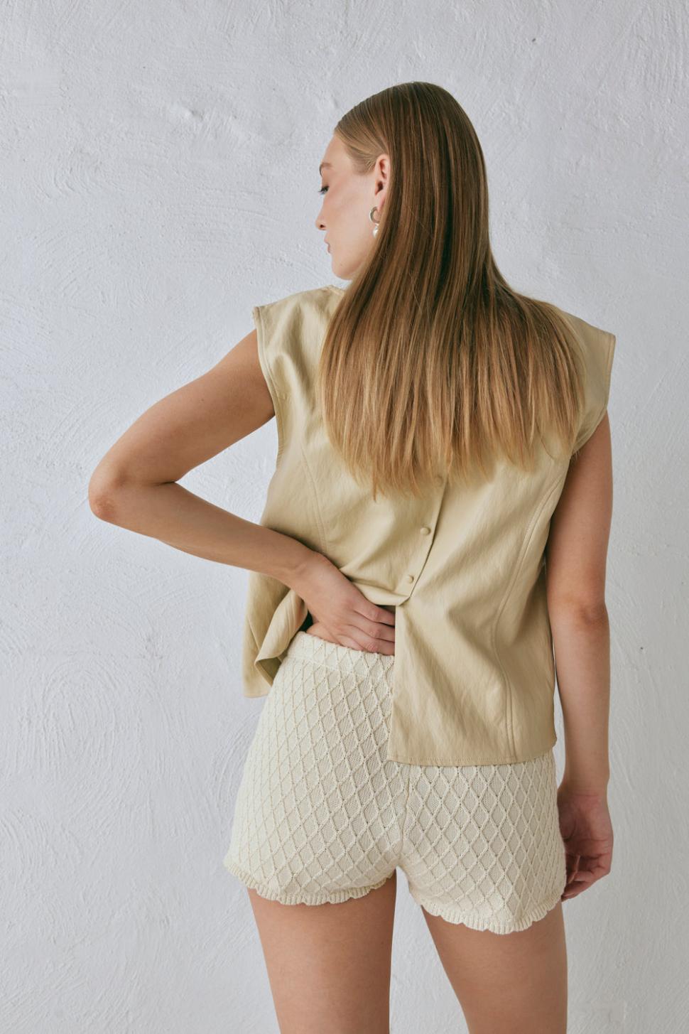 VRG GRL Shorts | Women Inner Glow Knit Shorts Cream