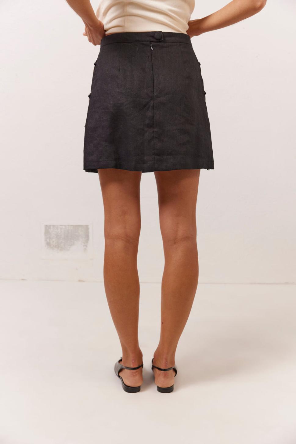 VRG GRL Skirts | Women Discoteca Linen Mini Skirt Black