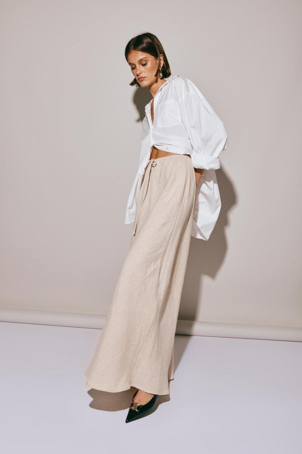VRG GRL Skirts | Women Elodie Linen Maxi Skirt Oatmeal