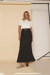 VRG GRL Skirts | Women Ena Linen Bias Cut Maxi Skirt Black