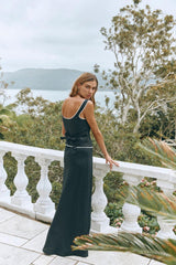 VRG GRL Skirts | Women Ena Linen Bias Cut Maxi Skirt Black