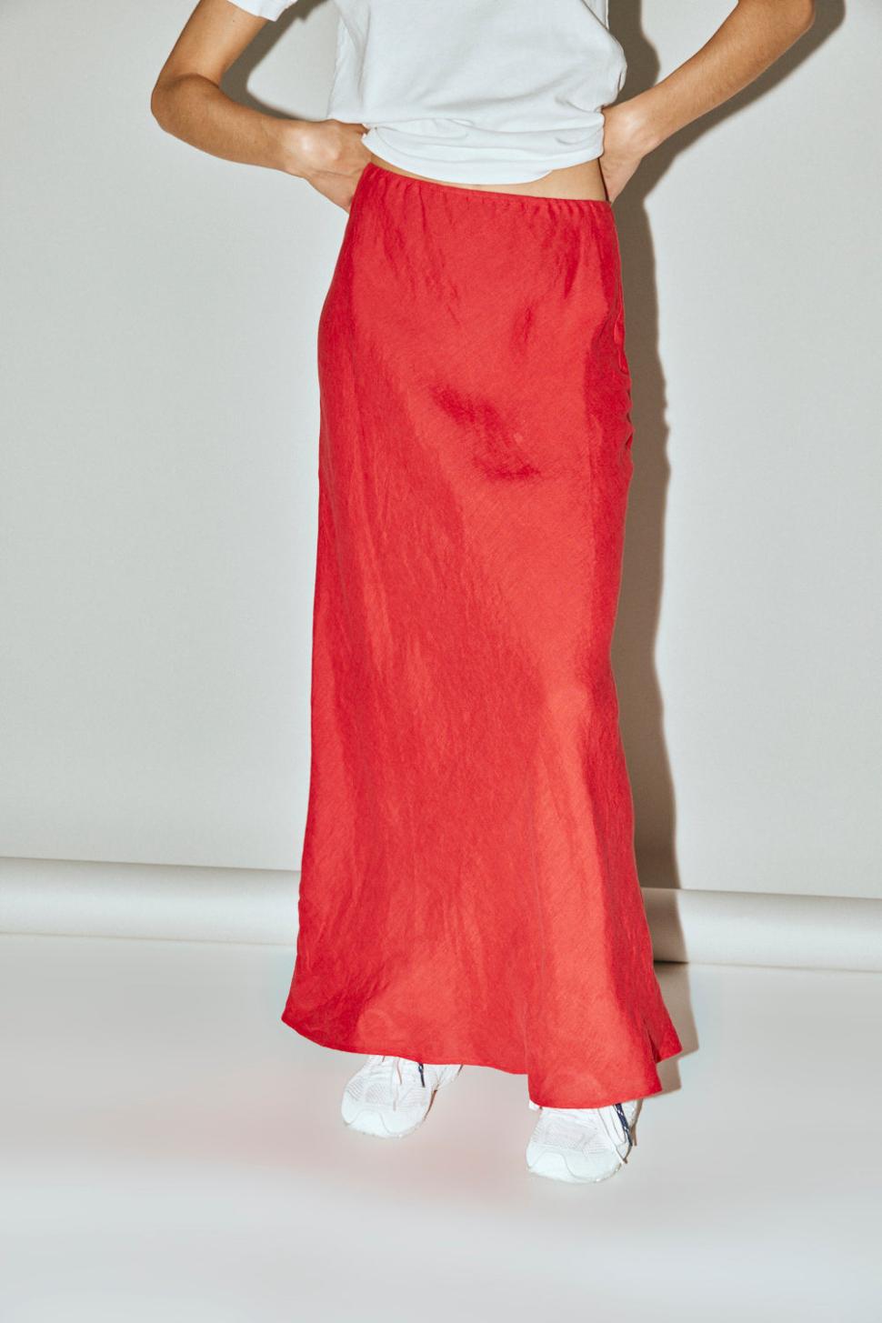 VRG GRL Skirts | Women Ena Linen Bias Cut Maxi Skirt Chilli